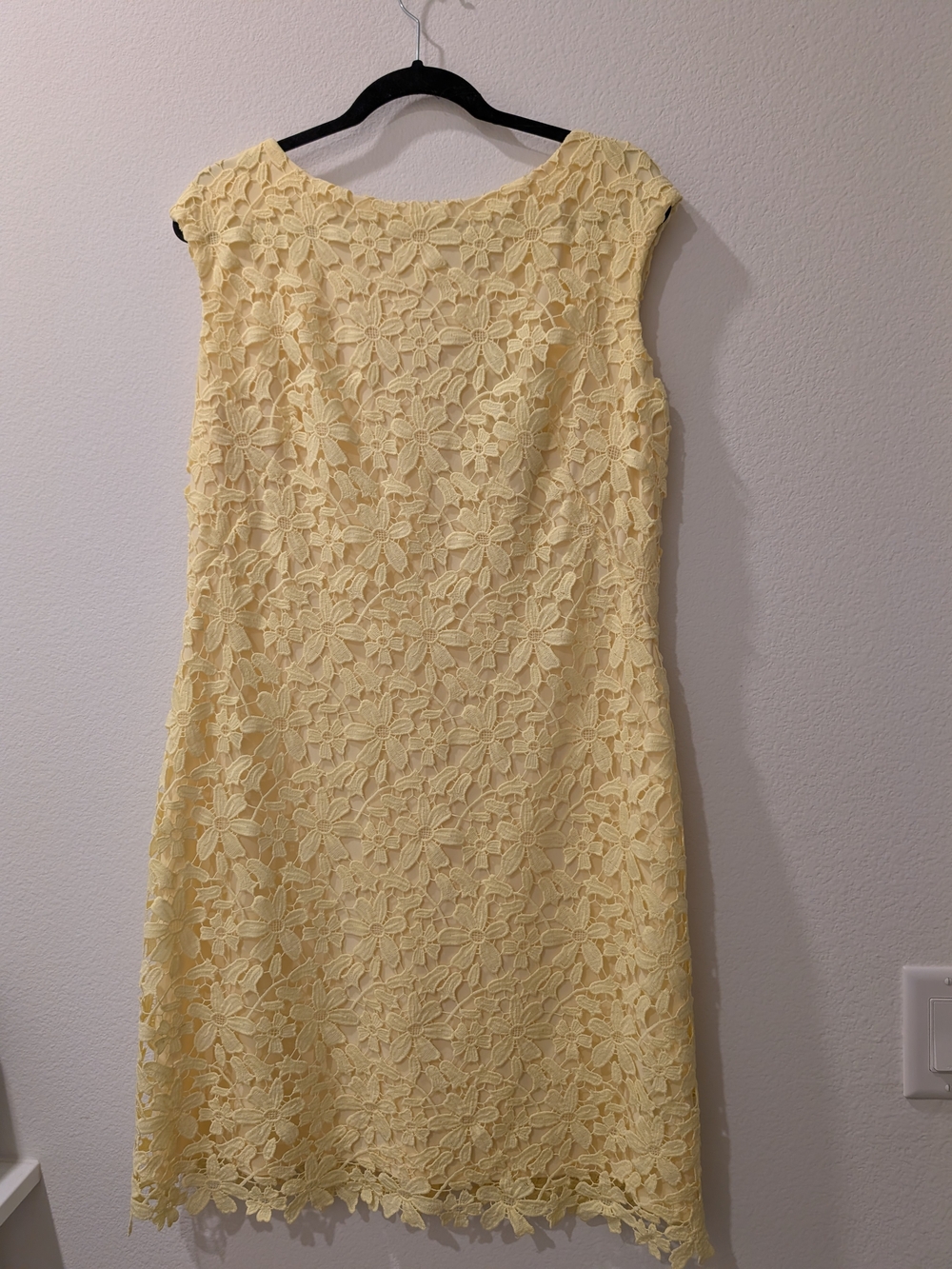 Ralph Lauren Pale Yellow Floral Lace Midi Dress